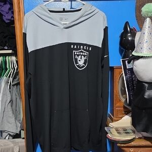 Nike Men's Black and Gray Raiders Hoodie